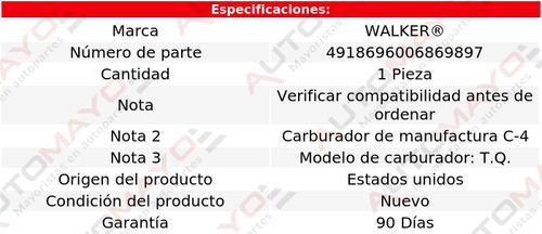 Un Desac Ahogador Carburador Walker F-250 5.0l 8 Cil 77-78