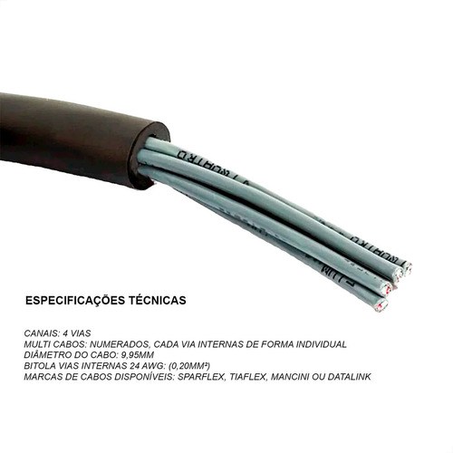 Multicabos Com Conectores Xlr 8 Vias Espaguetado - 8 Metros