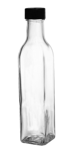 Botella Vidrio Aceite 250 Cc Transparente Cuadrada Tapa X48u