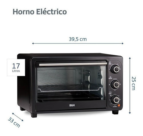 Horno Eléctrico Bgh 16 Litros Bhe17m20n Color Negro