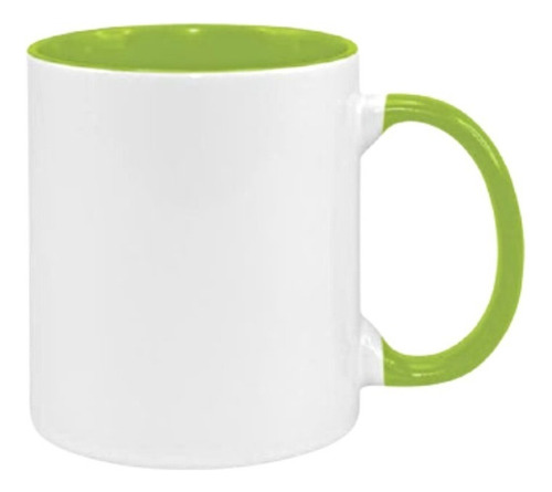 Taza Blanca 11oz Tlp Asa Y Fondo De Color Interno Sublimar24 Color Verde claro