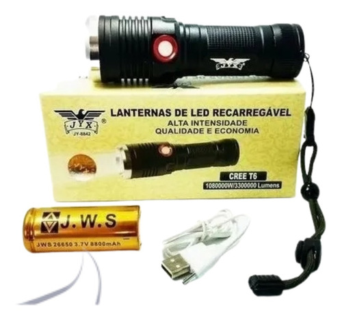 Lanterna Tática J.y.x 3.300.000 Lumens Led T6 Forte Bat26650