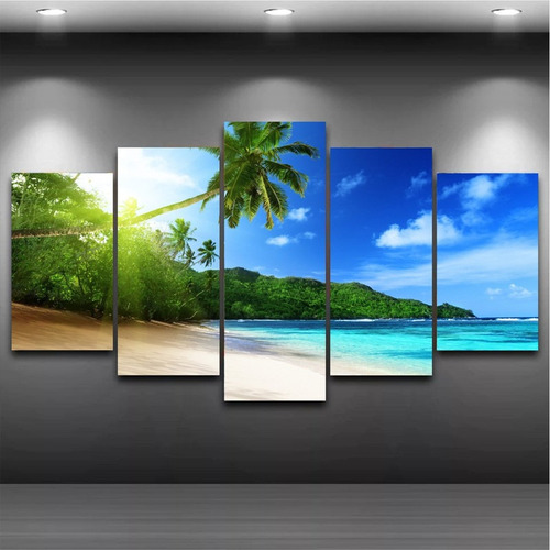 Quadro Mosaico 5 Peças Mdf 6mm Praia 01