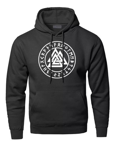 Blusa Moletom Vikings Serie Valknut Rune Com Capuz