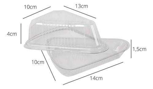Embalagem Bp630 Fatia De Bolo Pote Triangular Pet Com 50 Uni