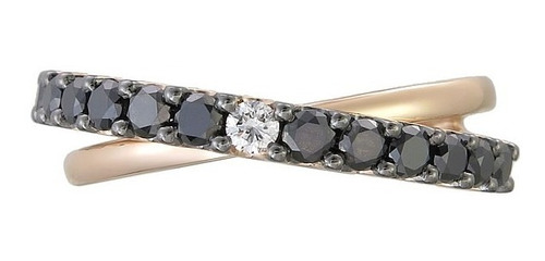 Anillo Con Diamantes Negros En Oro Rosa 18k - Regalo Ideal.