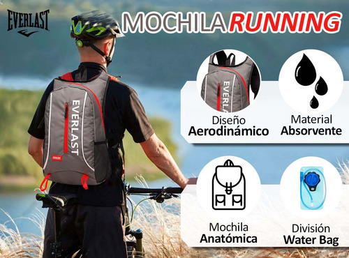 Imagen 3 de 10 de Mochila Everlast Original Trekking Running Bicicleta Viaje!!