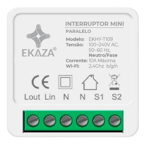 Mini Interruptor Wifi Paralelo T. Way Automação Alexa Google