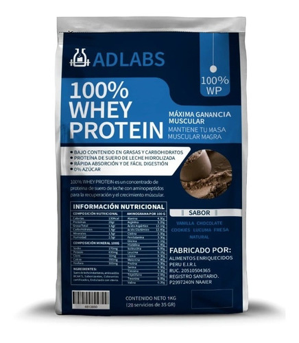 100% Whey Protein Adrenaline Labs 1k Proteina Concentrada