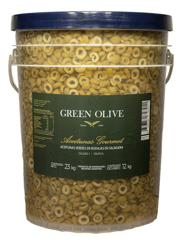 Aceitunas Verdes Green Olive En Rodajas X 12 Kg. Esc. Balde