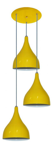 Luminaria Pendente Tripla Para Mesa De Jantar - Quarto Sala Cor Amarelo