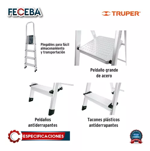 ESTU-4A Escalera tubular plegable de 4 peldaños aluminio Truper