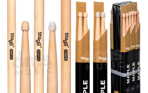 Palillos Baquetas Bateria Percusion Maple Stagg 5a 5b 7a Par