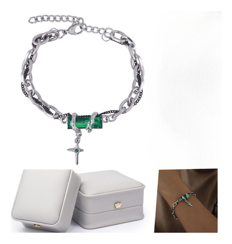 Pulsera Hip - Hop De Zircon Para Hombres Y Mujeres Color Verde
