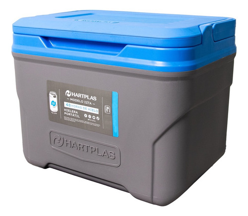 Hielera Grande Y Chica Hartplas Rigida Combo 52 Qt Y 9 Qt Gris/azul