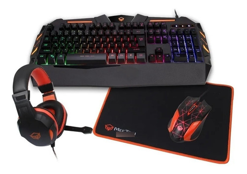 Imagen 1 de 10 de Kit Teclado Mouse + Auricular + Mousepad Gamer Meetion C500