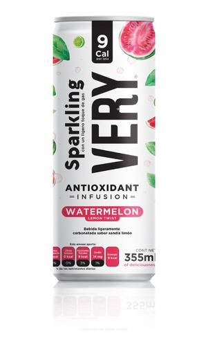6 Pack Agua Ligeramente Carbonatada Sandia Very 355 Ml