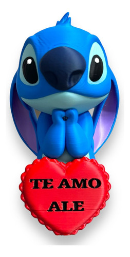 Stitch 3d Con Corazón Personalizado - 20cm