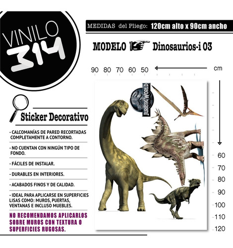 Vinilo Decorativo Dinosaurios -i03. Stickers Jurassic World
