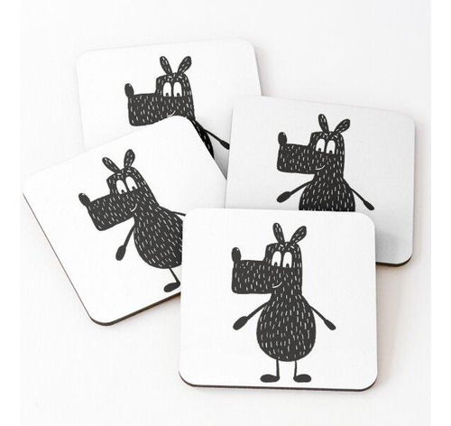 Set Posavasos Perro Blanco Y Negro Nr11 Calidad Premium