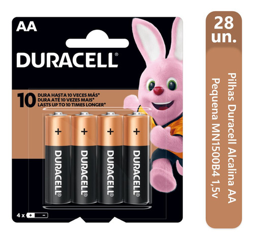 28 Pilhas Duracell Alcalina Quantum Aa Kit Atacado Revenda