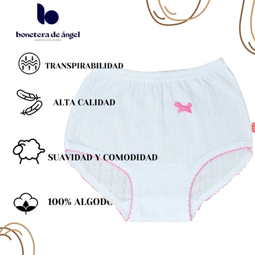 3pack Pantaleta Para Niñas Algodón Rombos Blanca A&a