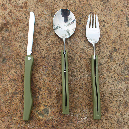 2 Cubiertos De Campamento Portátiles Fold Combo Vajilla
