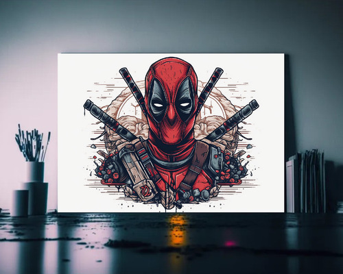 Arte De Pared Dibujos Deadpool Para Comedor 75x50cm
