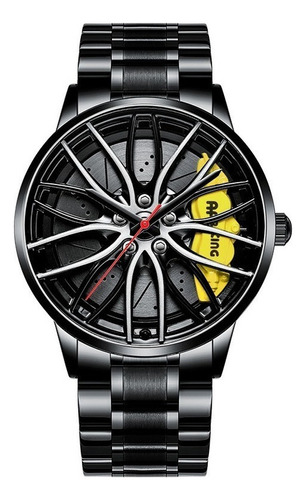 Reloj deportivo impermeable con eje de rueda, color correa, amarillo