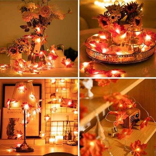 2 Piezas Luces De Cadena Hojas De Arce Otoño Para Halloween