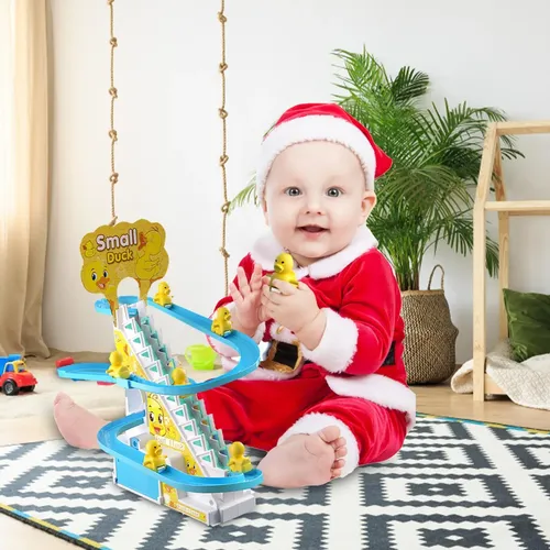 Juego De Trepador De Patos Navideño Con Luces Y Música - Juguete De Escaleras Y Montaña Rusa Para Niños, Ideal Para Fiestas De Navidad