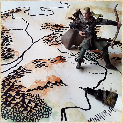 Imagen 2 de 8 de Lámina Lord Of The Rings Mapa Tierra Media Pintado A Mano