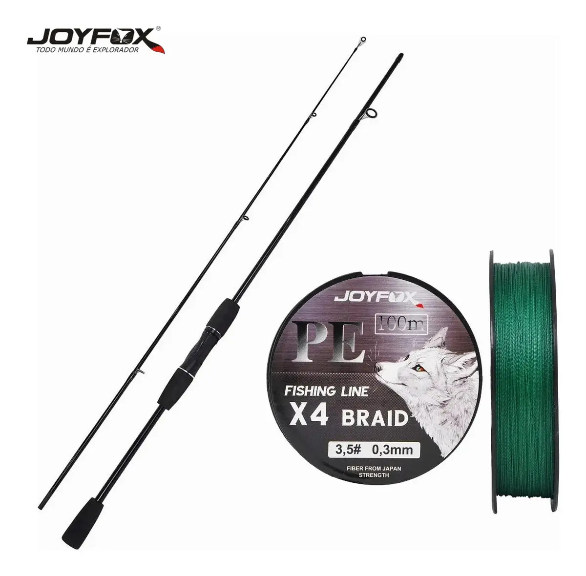 Kit De Caña de Pescar 1.65m Fibra de Vidrio EVA + Línea de Pesca Multifilamento 100 m