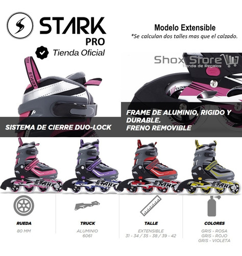 Imagen 3 de 10 de Rollers Profesionales Stark Extensibles Aluminio Abec 13 New