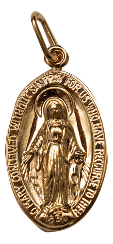 Collar Y Medalla Virgen Milagrosa 20mm Chapa De Oro 22k