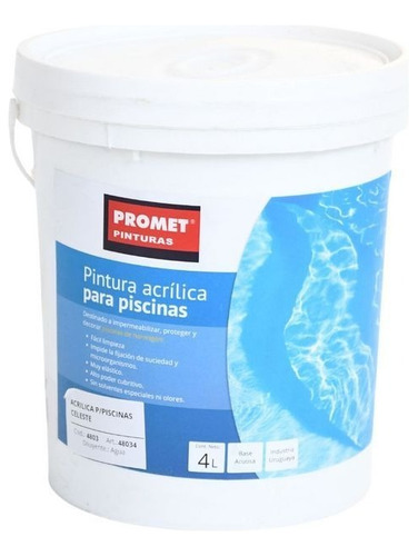 Pintura Acrílica De Piscina Base Acuosa 4 Lts Celeste Promet