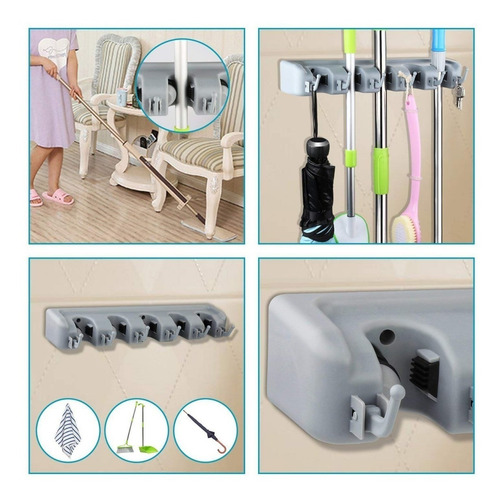 Suporte Multiuso 6 Posições Porta Vassoura Rodo Chave Oferta