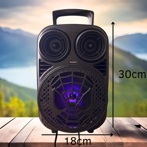 Caixa De Som Portatil Bluetooth Microfone Karaoke Com Led
