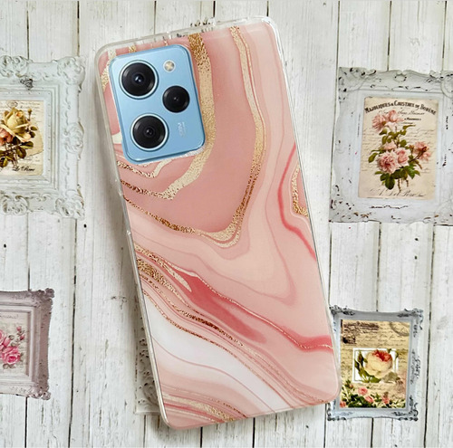 Funda Diseño Marmol Rosa Dorado Para Xiaomi Poco X5 Pro 5g