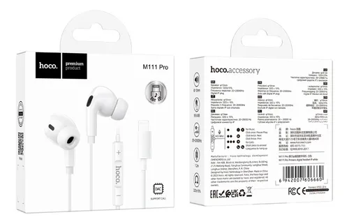Audífonos In Ear Hoco M111 Pro Lightning Blanco