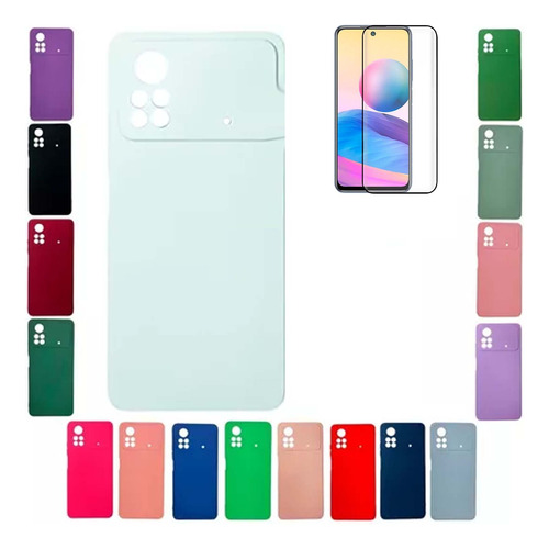 Protector Funda Para Xiaomi Poco X4 Pro 5g Silicona Y Vidrio