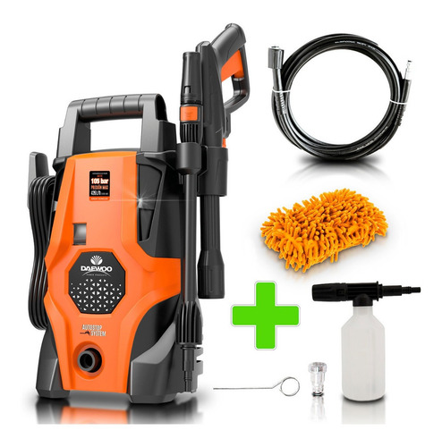 Imagen 9 de 9 de Hidrolavadora eléctrica Daewoo Eco DAX1130 naranja y negra de 1200W con 105bar de presión máxima 110V/240V - 50Hz/60Hz
