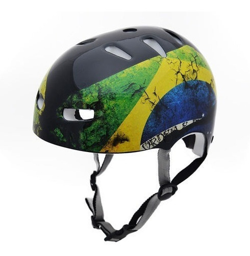 Capacete Kraft Bike Skate Patins Brasil Cor Verde Tamanho PP