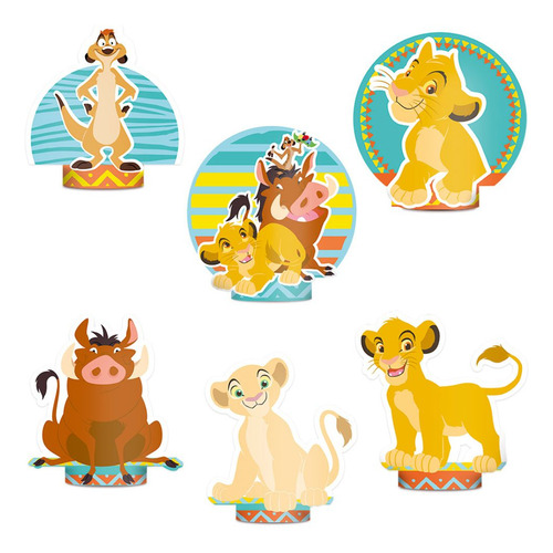 6 Enfeite Display Decoração De Mesa Tema Festa O Rei Leão