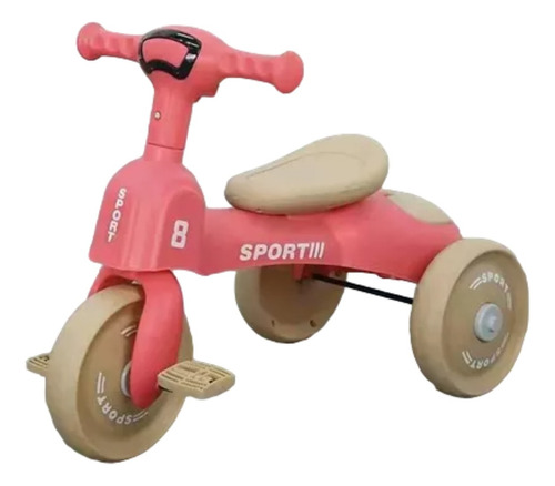 Triciclo Moto Buggy De Bebe Y Niños Colores Pasteles Color Coral