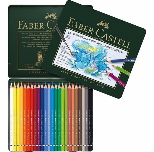 Lápices Acuarelables Lata X 24 Colores Faber Castell
