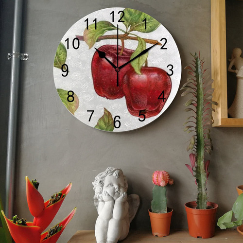 Zhongji Reloj De Pared De Pvc Dibujado A Mano Manzanas Roja