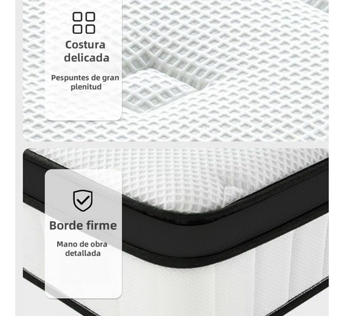 Colchon Queen Size Bio Cotton Spring Hybrid Mattress Blanco