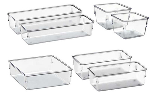 Kit 7 Organizador Multiuso Modular Gavetas Acrílico Cristal