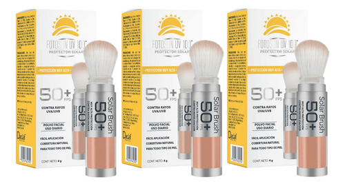 Protector Solar En Polvo Con Brocha Fotosun Fps 50+ 3 Pack